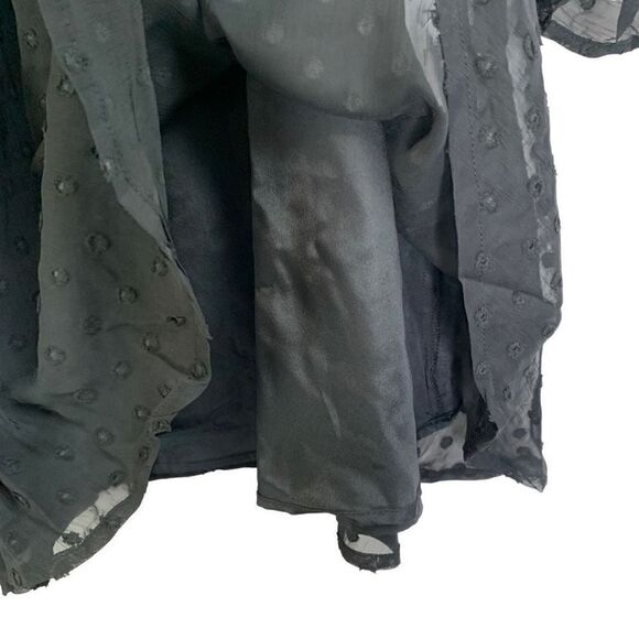 Urban Outfitters Lumière Black Swiss Dot Dolman Long Sleeve Mini Dress Size L - Picture 8 of 15